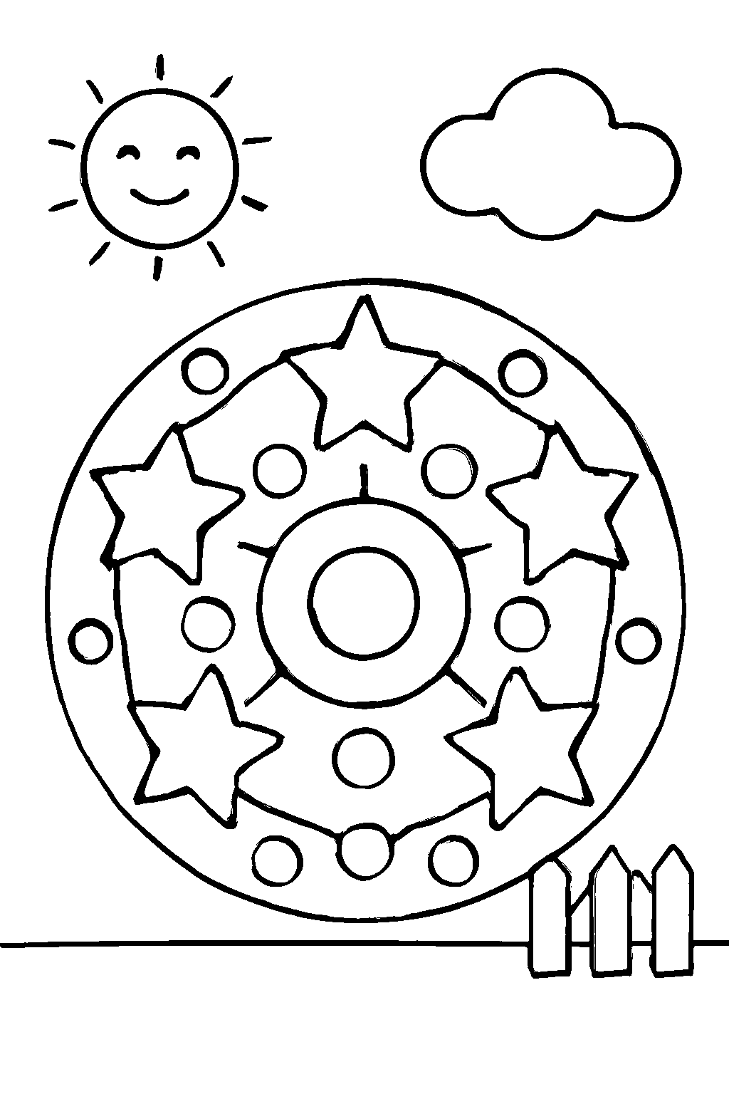 Tranh tô màu Mandala ngôi sao may mắn cho bé